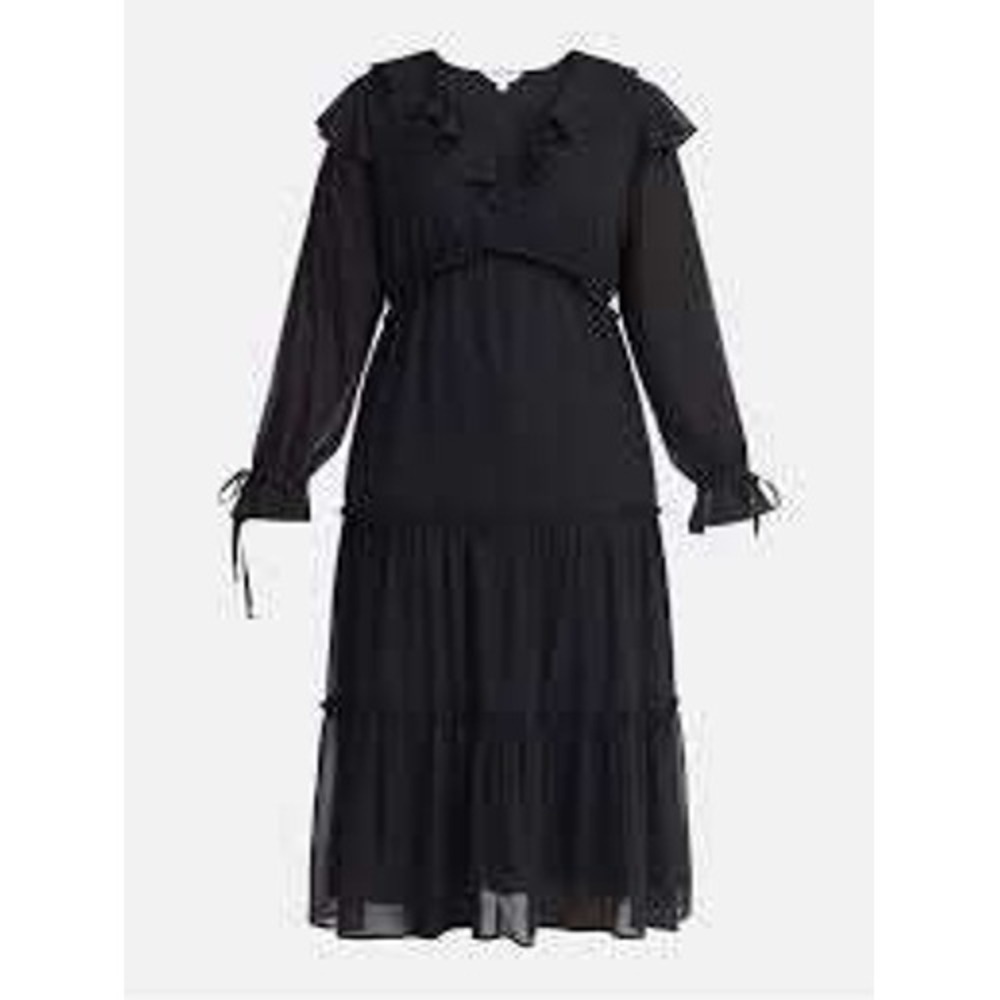 Black Ruffle Tiered Maxi Dress Long Sleeve Boho XS 0-2 NWT Whimsygoth Dark Fairy